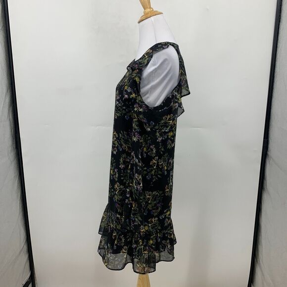 BCBGeneration Cold Shoulder Dress Womens XXS 2XS Floral Ruffle Lined Keyhole - Picture 6 of 15